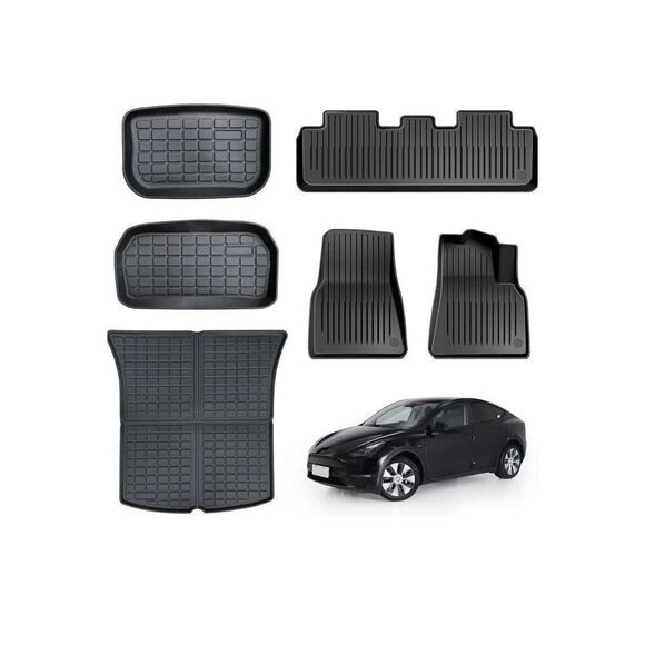 All Weather Floor Mats Cargo Liners for 2020-2023 Tesla Model Y Front Rear Trunk - Picture 1 of 3